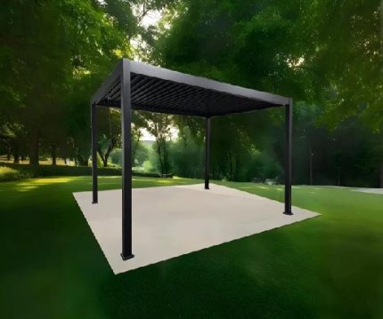 SR Oliver - pergola 3x3M (alu váz és acél zsaluzat, fekete)